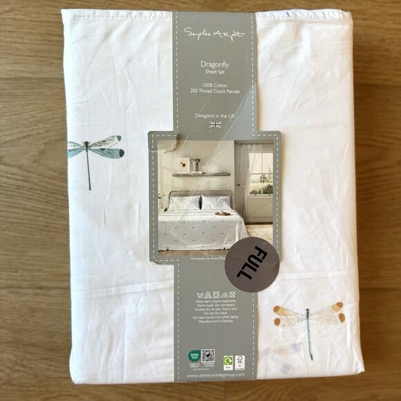 Sophie Allport London DRAGONFLY FULL Sheet Set 100% Cotton NIB New! - Picture 1 of 4